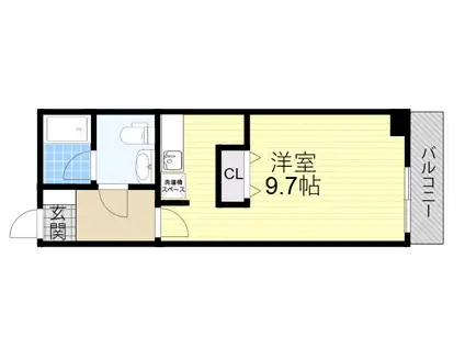 グランドライフ北之坊(ワンルーム/3階)の間取り写真