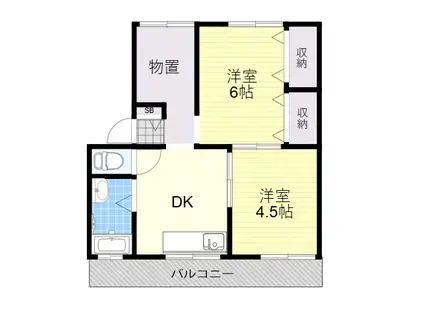 鳥飼マンション(2DK/3階)の間取り写真