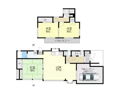 国際文化公園都市モノレール 阪大病院前駅 徒歩12分 2階建 築39年(3LDK)の間取り写真