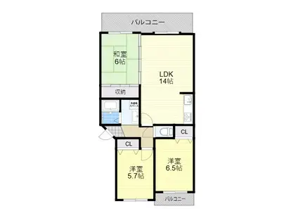 クレサンテール(3LDK/4階)の間取り写真