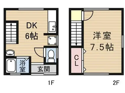 阪急京都本線 茨木市駅 徒歩7分 2階建 築60年(1DK)の間取り写真