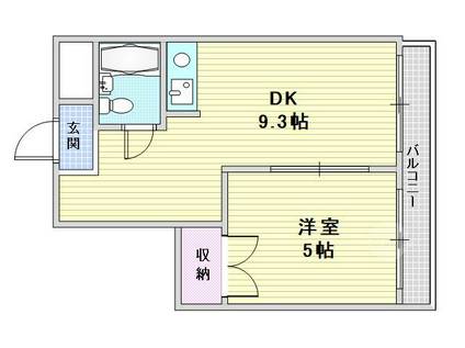 豊崎パークハイツ(1DK/5階)の間取り写真