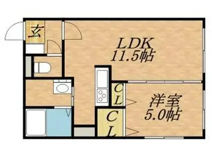 モルティーニ麻生II(1LDK/4階)の間取り写真