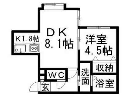 クレセール清田(1LDK/3階)の間取り写真