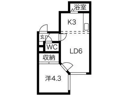 ホワイトハイツ(1DK/2階)の間取り写真