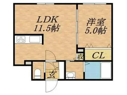 モルティーニ麻生II(1LDK/4階)の間取り写真