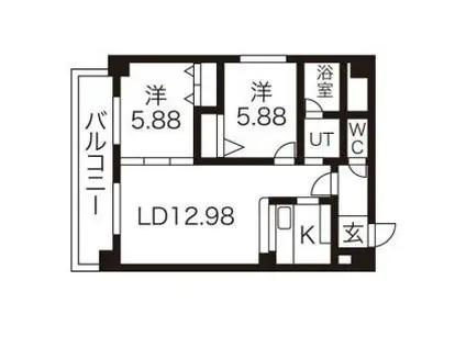 サンクドゥ(2LDK/5階)の間取り写真