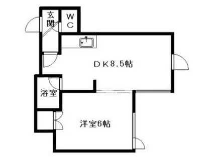 KIRAMECK円山東II(1DK/2階)の間取り写真