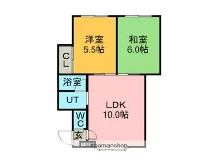 マンションミレー(2LDK/2階)の間取り写真