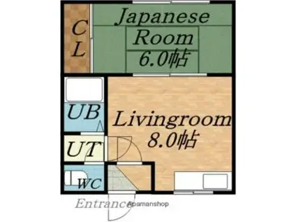 クレール神A棟(1LDK/2階)の間取り写真