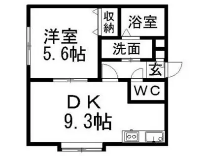 WILL PLACE(1DK/2階)の間取り写真