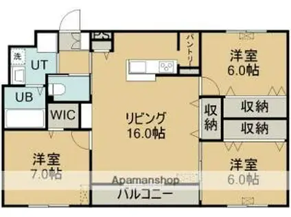 クレールマンション湯川(3LDK/2階)の間取り写真