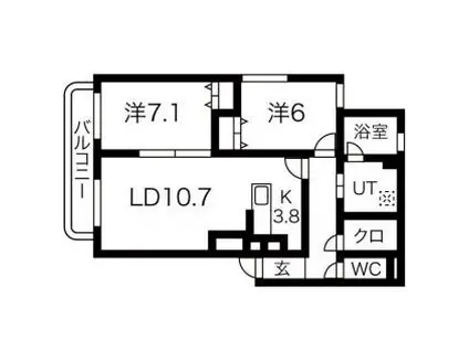 グランフォート伏見(2LDK/2階)の間取り写真