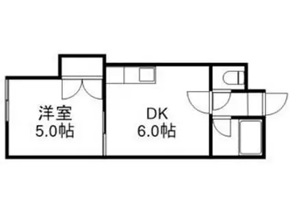札幌市営東西線 白石駅(ＪＲ北海道) 徒歩14分 4階建 築21年(1DK/3階)の間取り写真
