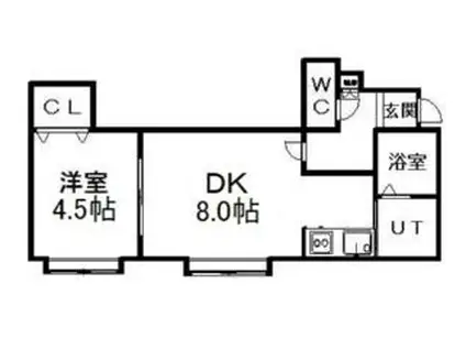 エリート(1DK/3階)の間取り写真