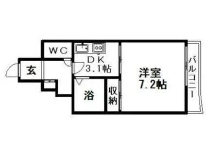エンドレス三井平和通I(1K/8階)の間取り写真
