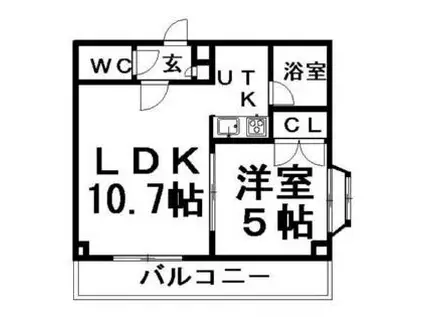 エタニティー菊水(1LDK/2階)の間取り写真