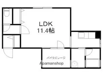 札幌市営東西線 発寒南駅 徒歩6分 4階建 築1年(1K/2階)の間取り写真