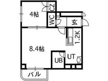 ロイヤルリバー(1LDK/3階)の間取り写真