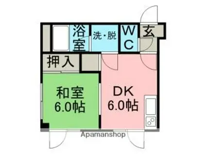 コーポ北栄(1DK/2階)の間取り写真