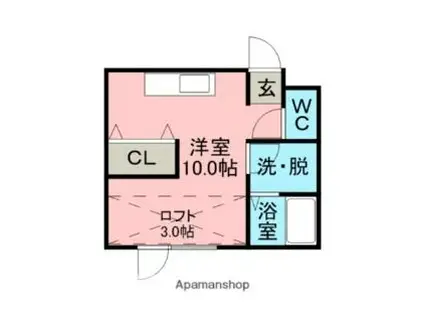 クレストコート母恋(ワンルーム/2階)の間取り写真