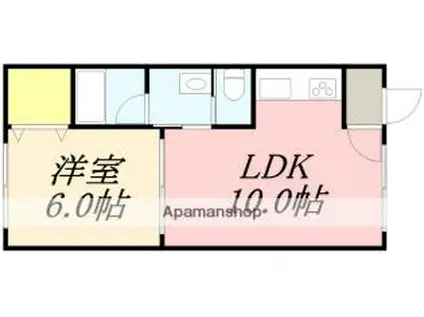 ピュアパレス函館II(1LDK/3階)の間取り写真