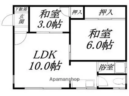 多田アパート(2LDK/2階)の間取り写真