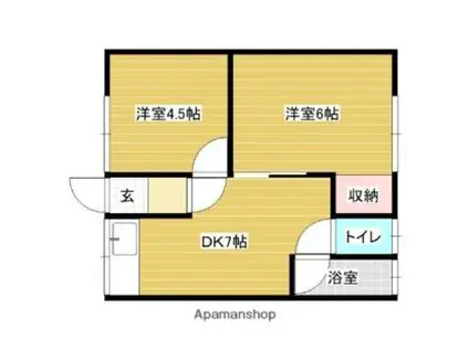 JR函館本線 岩見沢駅 徒歩12分 2階建 築51年(2DK/1階)の間取り写真