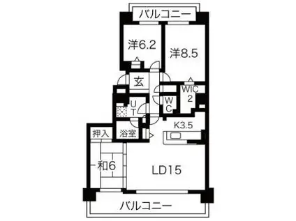 クリーンリバーフィネス北広島アネックス(3LDK/15階)の間取り写真