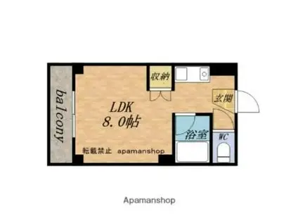 アメニティ富岡(ワンルーム/2階)の間取り写真