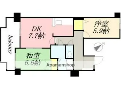 ルミファ中の島(2LDK/1階)の間取り写真