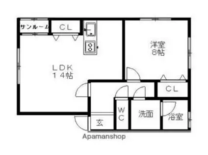 ビクトリアA(1LDK/1階)の間取り写真