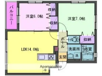 メゾン日高見C(2LDK/2階)の間取り写真