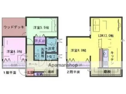 JR北上線 柳原駅(岩手) 徒歩19分 2階建 築15年(3LDK)の間取り写真