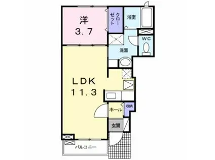 リアン 青葉(1LDK/1階)の間取り写真