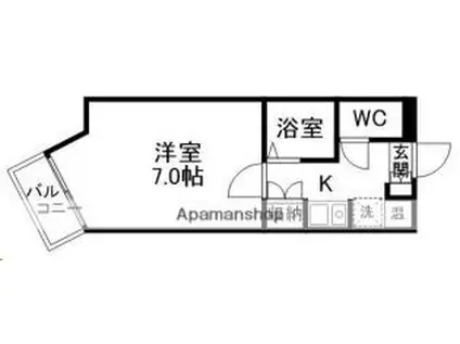 コスモハイツ小田原(1K/2階)の間取り写真