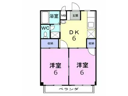 シティハイツYAMAKI(2DK/1階)の間取り写真