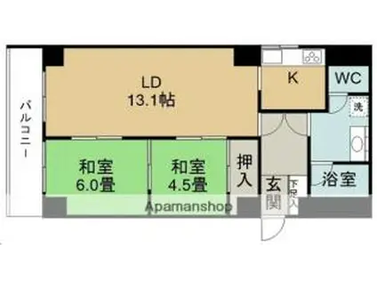 ハイツ昭和仙台(2LDK/4階)の間取り写真