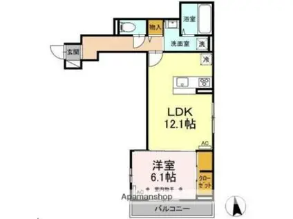JR仙山線 東照宮駅 徒歩13分 3階建 築1年(1LDK/2階)の間取り写真