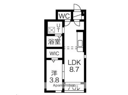 ルミナス長町8B(1LDK/1階)の間取り写真