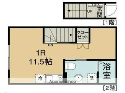 CREATE BASE向山(ワンルーム/2階)の間取り写真