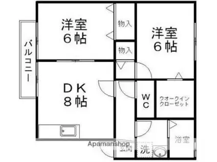 仙台市営南北線 泉中央駅 徒歩23分 2階建 築19年(2DK/1階)の間取り写真