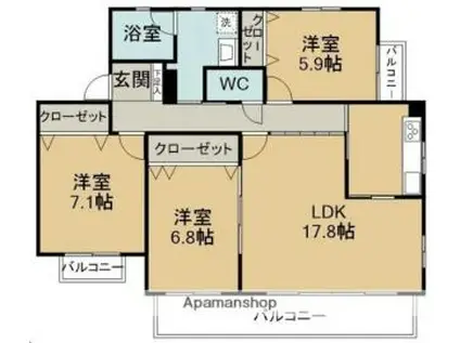 NOIE八幡(3LDK/2階)の間取り写真