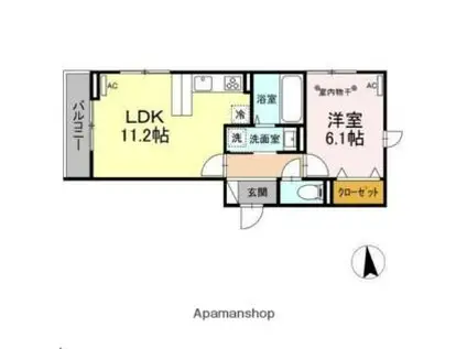 D-ROOM錦町二丁目(1LDK/2階)の間取り写真