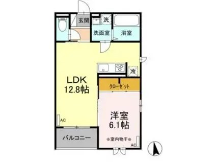 D-ROOM小田原五丁目(1LDK/2階)の間取り写真