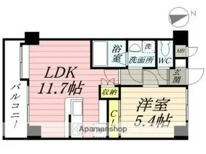 K.T HILLS岩切(1LDK/3階)の間取り写真