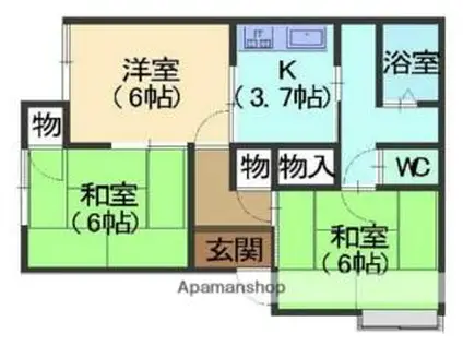 コーポラスおさなぎ(3K/1階)の間取り写真