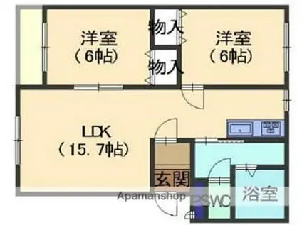 おおさきマンション(2LDK/2階)の間取り写真
