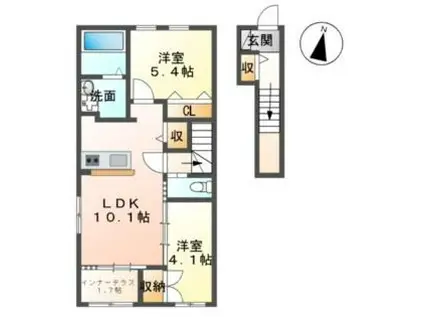 グラシアスA(2LDK/2階)の間取り写真