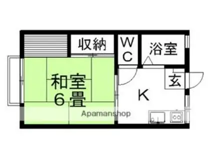 JR常磐線 岩間駅 徒歩4分 2階建 築32年(1K/2階)の間取り写真